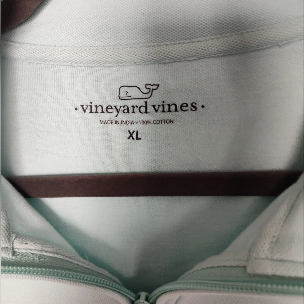 Men's Vineyard Vines Gorgeous Aqua Quarter Zip Long Sleeve Pull Over Sz XL